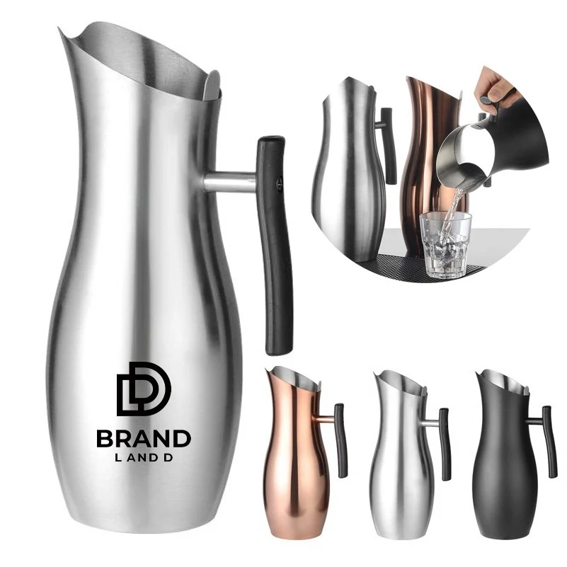 2L Cold Drinks Kettle Tea Pot Stainless Steel Water Pitcher Jug with Ice Guard 1