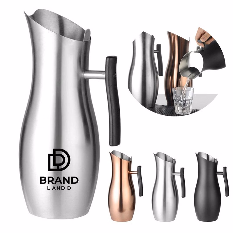 2L Cold Drinks Kettle Tea Pot Stainless Steel Water Pitcher Jug with Ice Guard