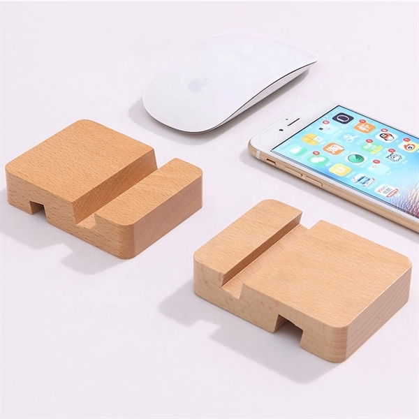 Custom Beech Wood Cell Phone Stand Holder 3.125 inch — Desk Mobile Accessory