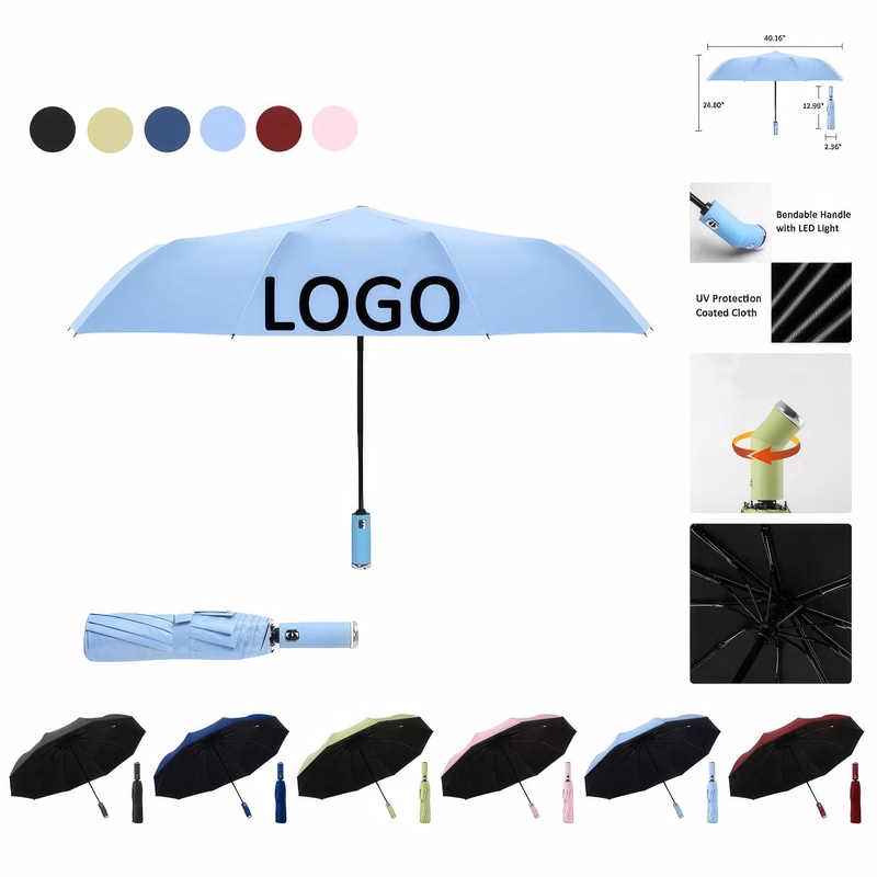 Travel Auto-Open Umbrella with Rotatable LED Light