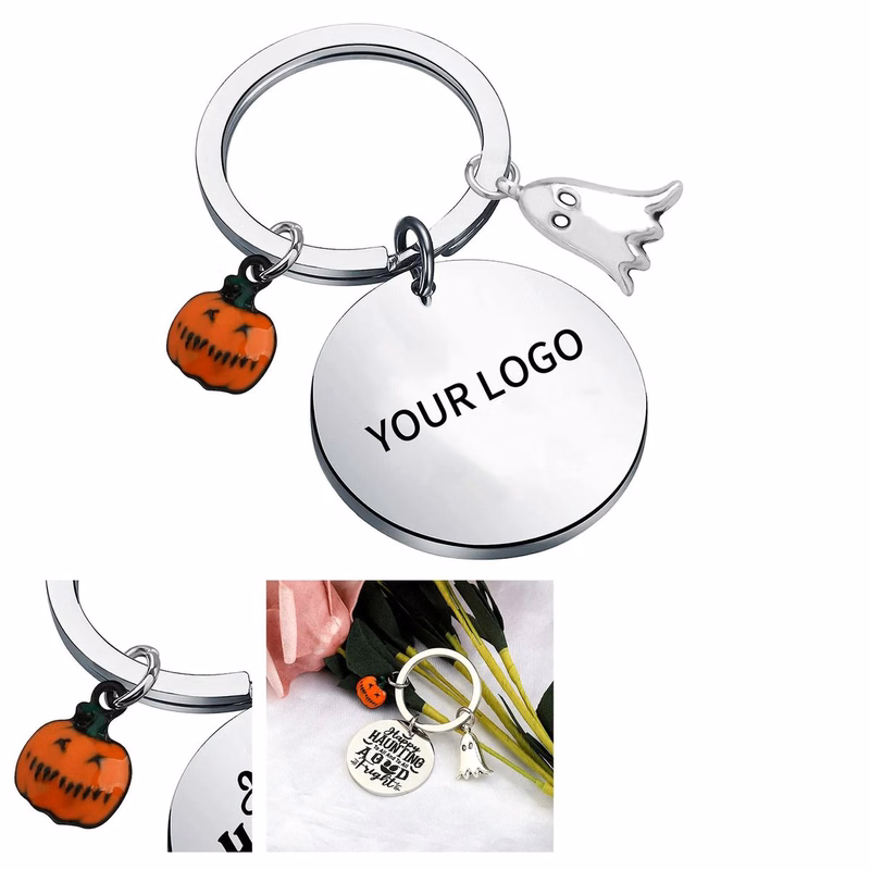 Stainless Lightweight Pumpkin Skull Keychain