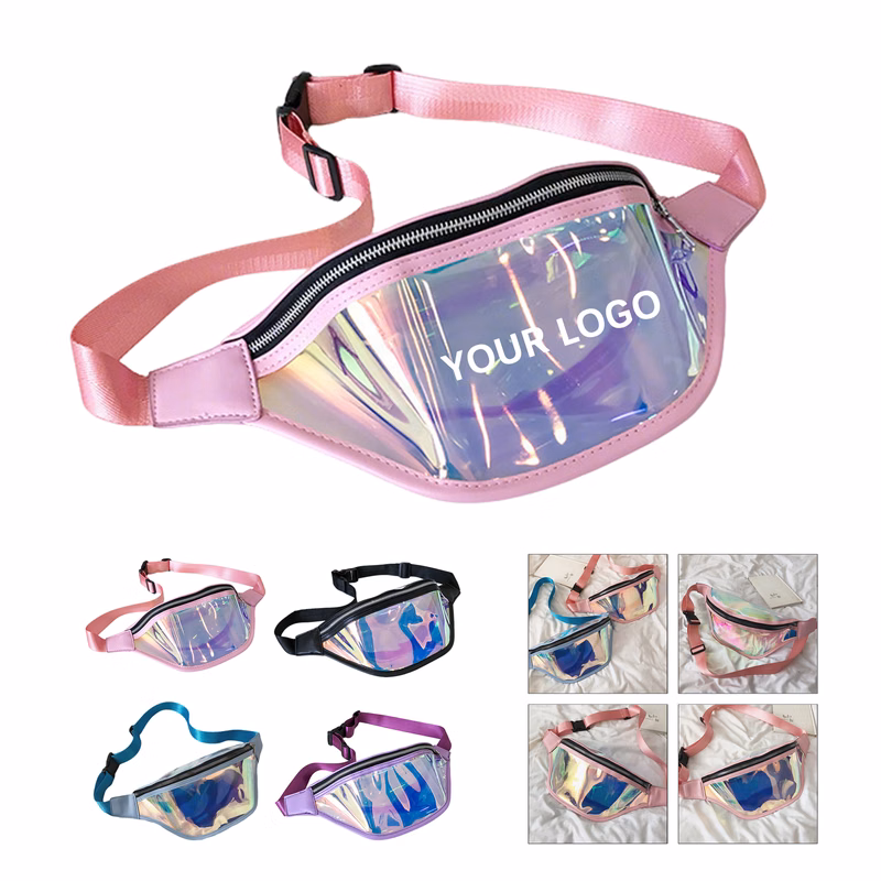 PVC Holographic Fanny Pack Crossbody 12.8" x 3" x 5.5"
