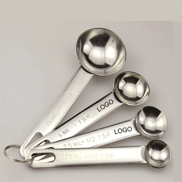 Custom 4-Piece Stainless Steel Measuring Spoon Set — Engraved Mark Kitchen Tools 1