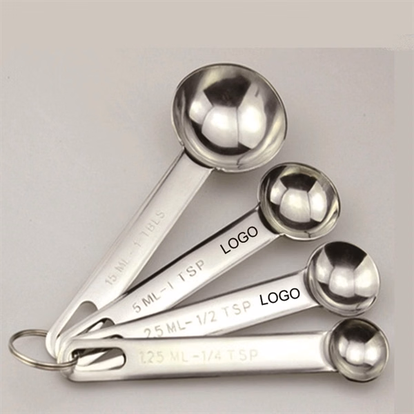 Custom 4-Piece Stainless Steel Measuring Spoon Set — Engraved Mark Kitchen Tools