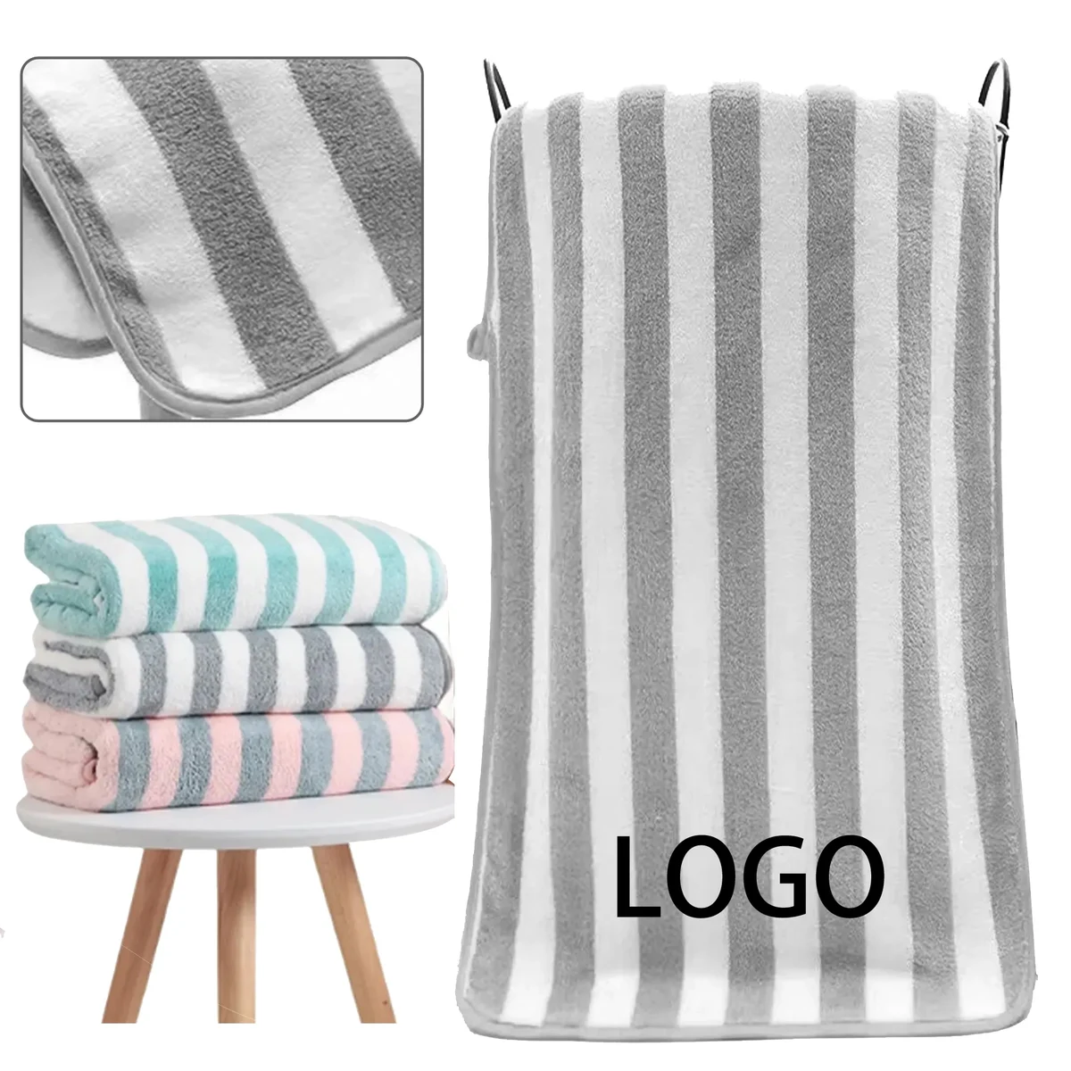 Plush Striped Bath Towel 1