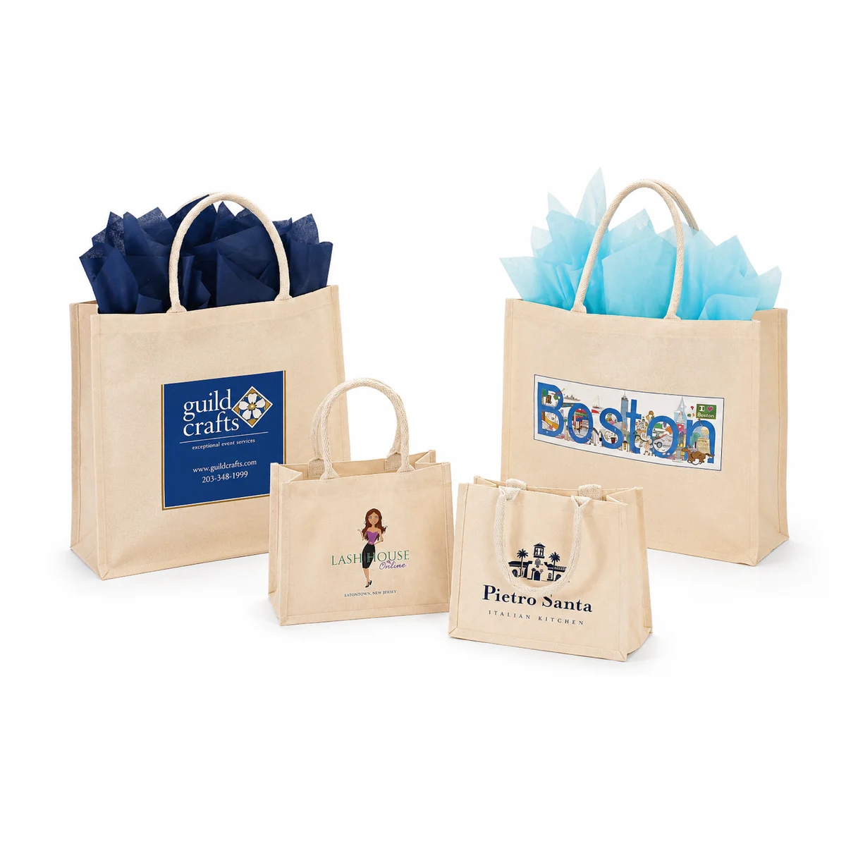 Canvas Shopping Bags w/ Rope-Style Handle, custom tote bag with logo imprint 1