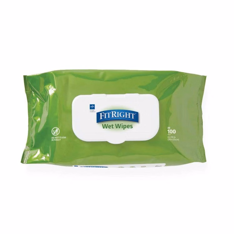 FitRight Aleo Personal Cleansing Wipes - 100 per Pack 8" x 10"