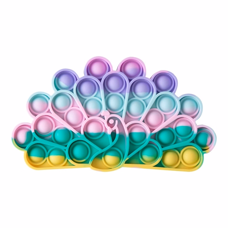 Macaron-colored peacock Push Pop Bubble Sensory Fidget Toys