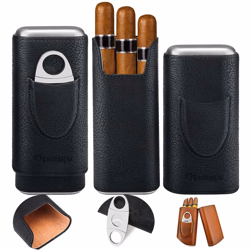 Portable Fashion Leather Cigar Case Travel Humidor for Cigar