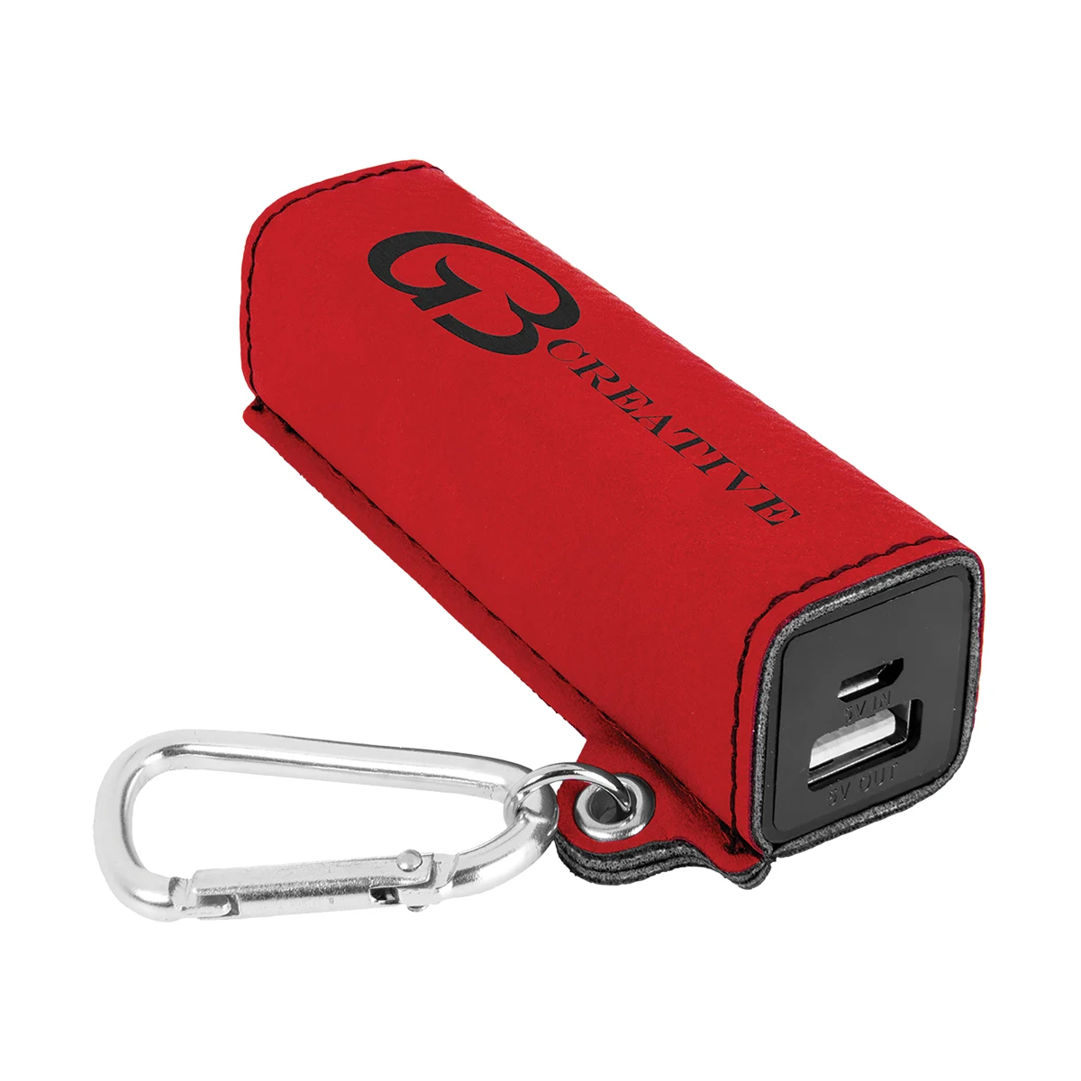 Red Leatherette 2200mAh Power Bank w/USB Cord 1