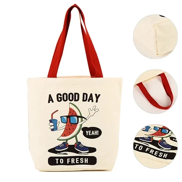 Canvas Cotton Tote Bag With Nylon Web Handle, custom tote bag with logo imprint 1