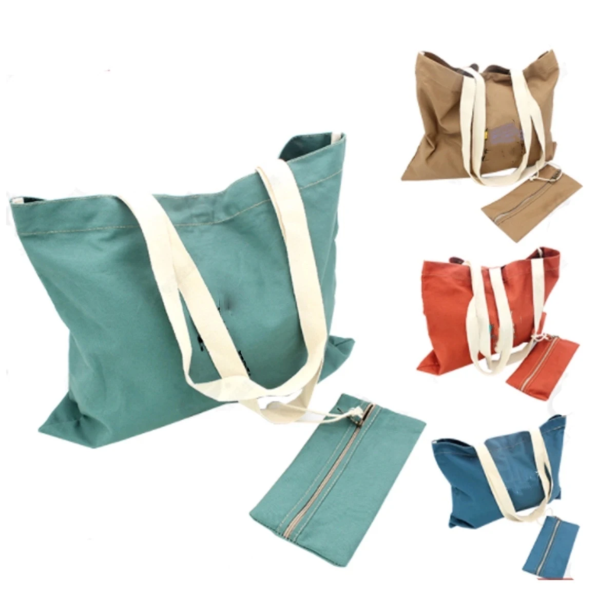 Cotton Canvas Tote Bag with Extra Pouch, custom tote bag with logo imprint 1