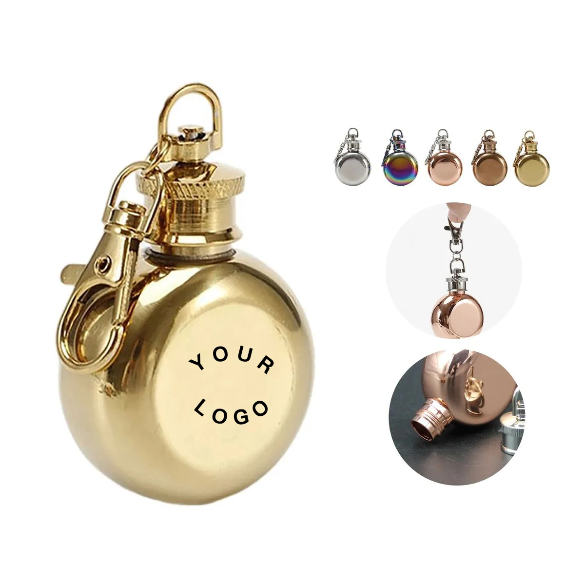 Stainless Steel Flask with Keyring Attachment 1