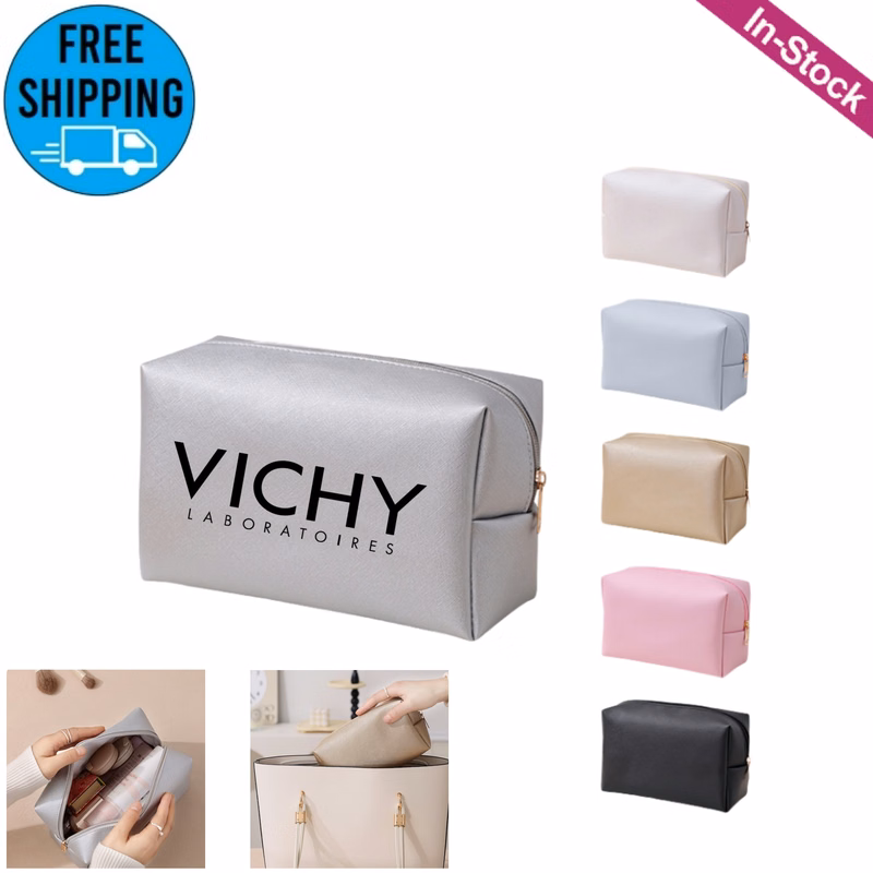 Rectangular PU Leather Travel Cosmetic Bag