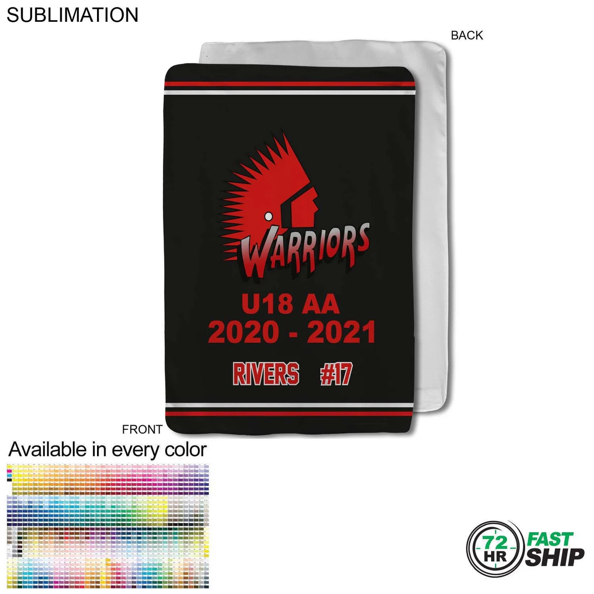 72 Hr Fast Ship - Team Blanket in Ultra Soft Microfleece, 30x40, Lap blanket, Sublimated 1