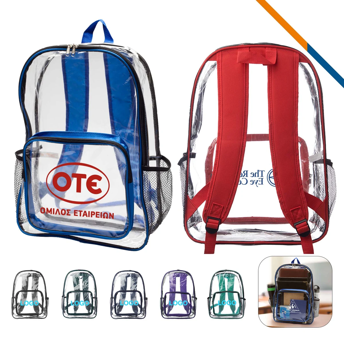 Leroy Clear Backpacks, custom backpack with logo imprint 1