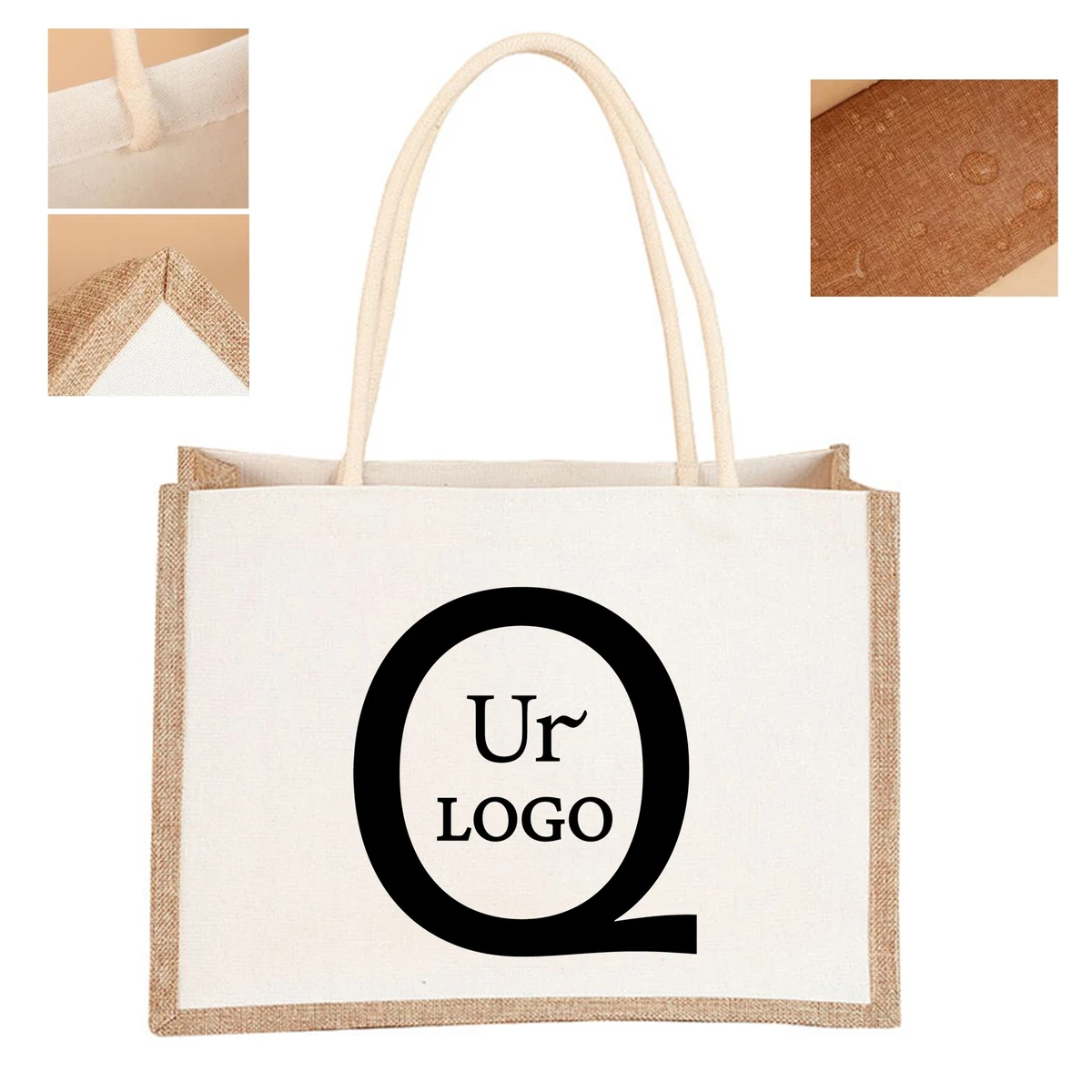 Imitation Linen Portable Eco-Friendly Shopping Bag, custom tote bag with logo imprint 1