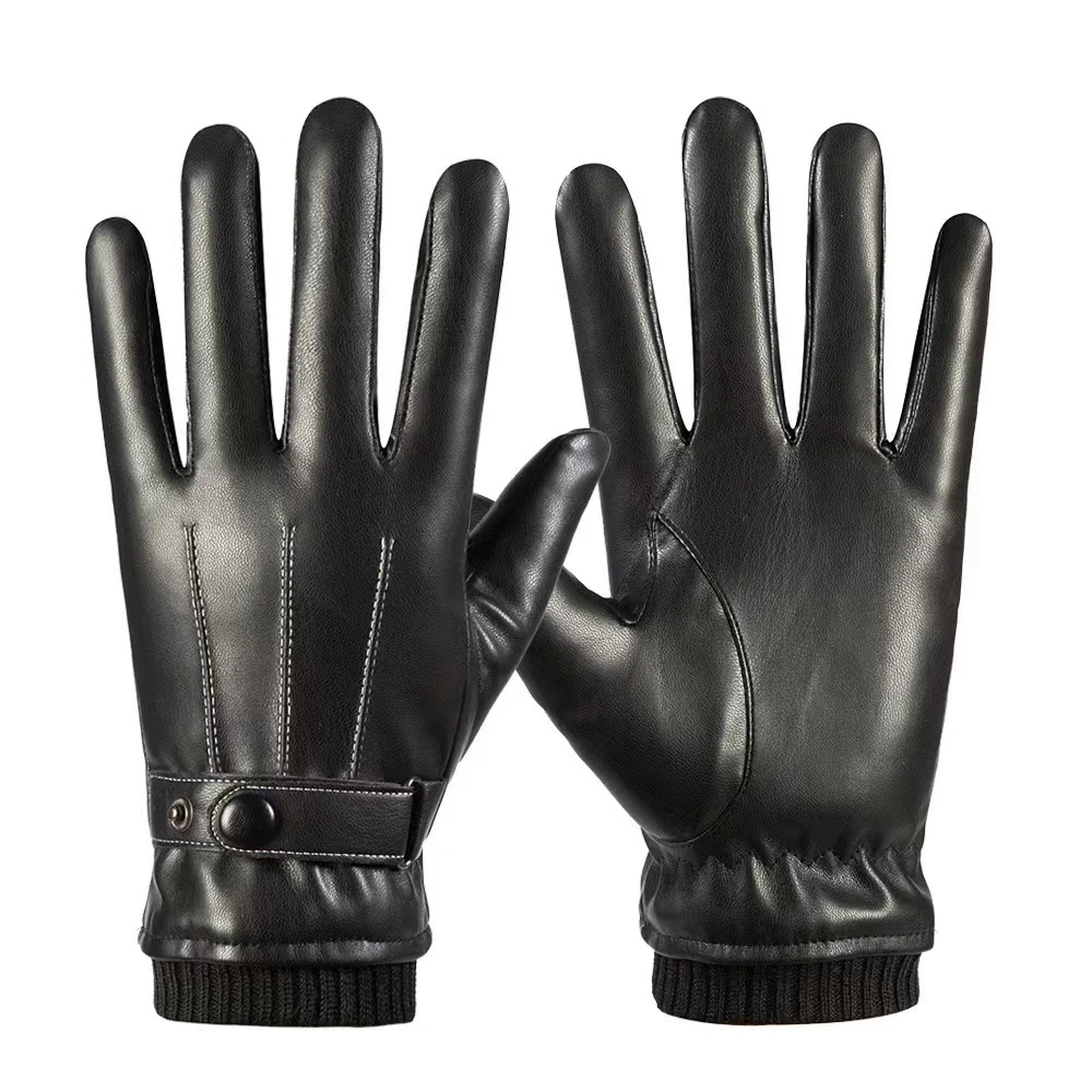 Winter Long Plush Thickened Warm Leather Gloves 1