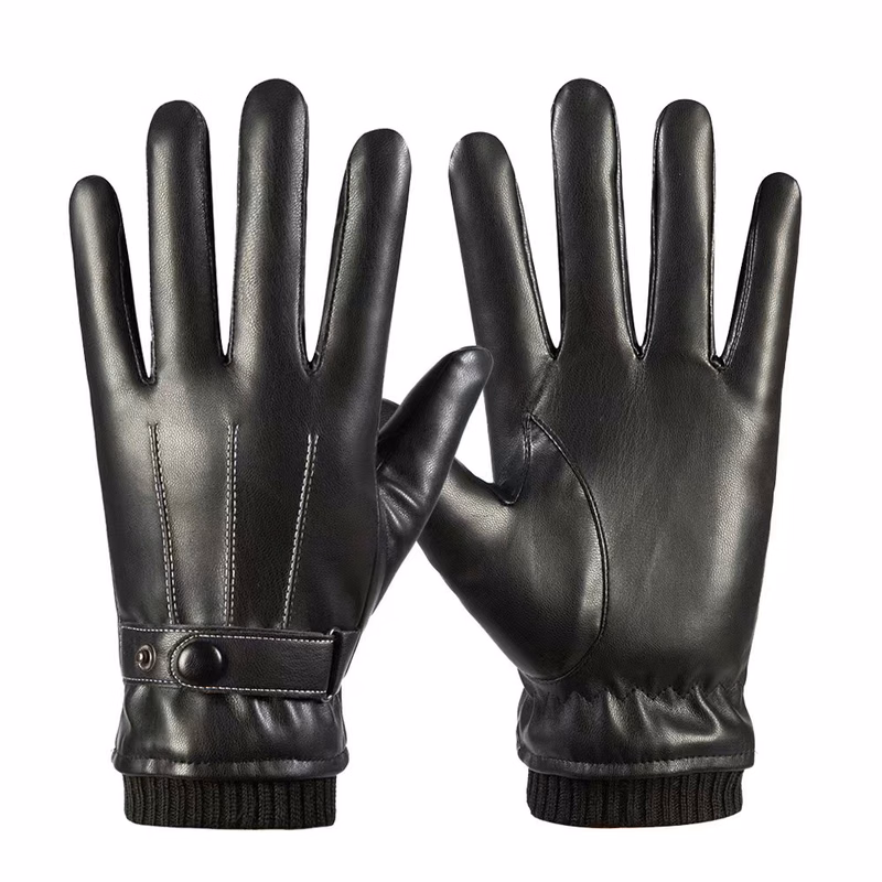 Winter Long Plush Thickened Warm Leather Gloves
