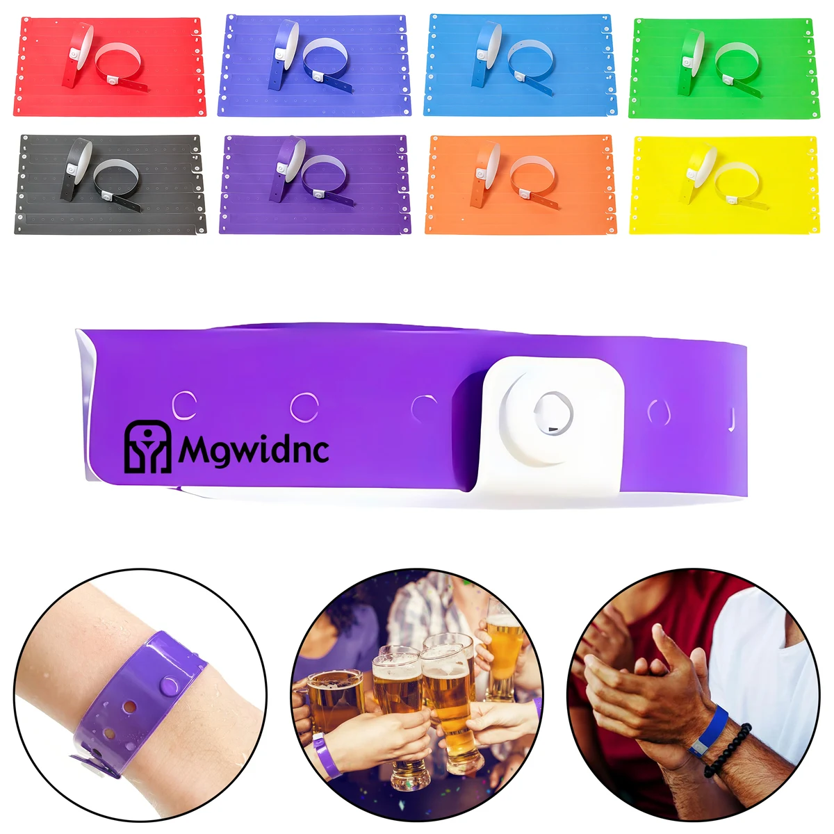 Disposable PVC Wristbands with Plastic Buckle for Kids Playground Waterproof Party Events ID 1