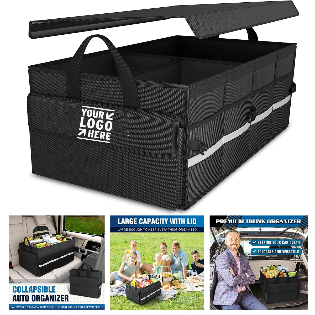 SUV Truck Sedan Collapsible Car Trunk Storage Organizer with Lid 1