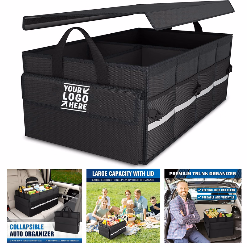 SUV Truck Sedan Collapsible Car Trunk Storage Organizer with Lid