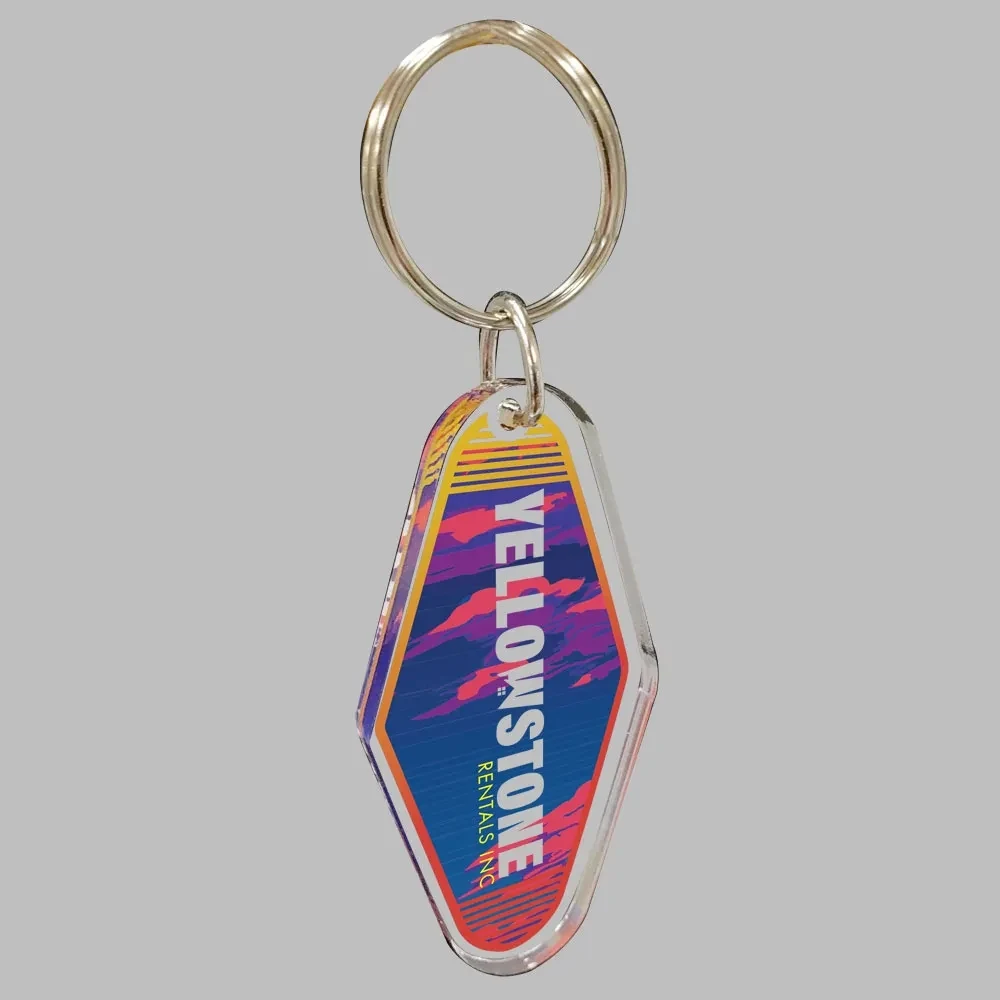 1/4" Vintage Clear Acrylic Motel/Hotel Key Chain 1