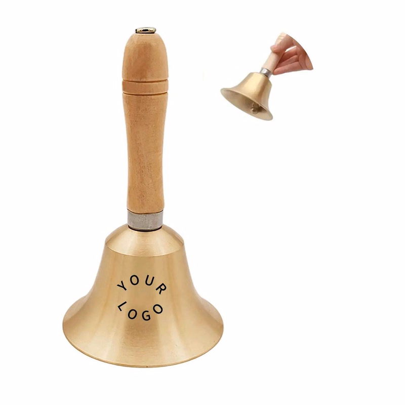 Solid Brass Dinner Bell with Ergonomic Wooden Grip