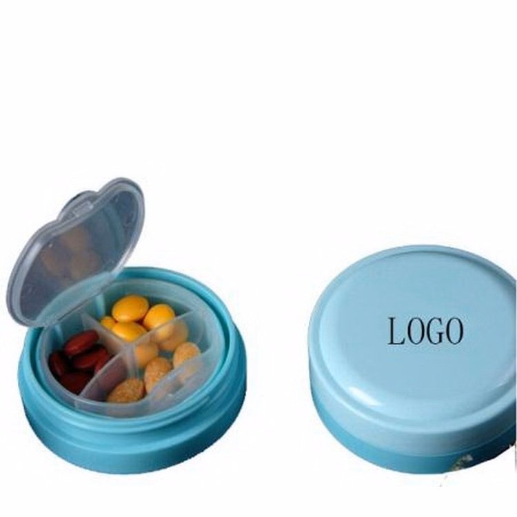 Blue Three Grids Empty Pill Case