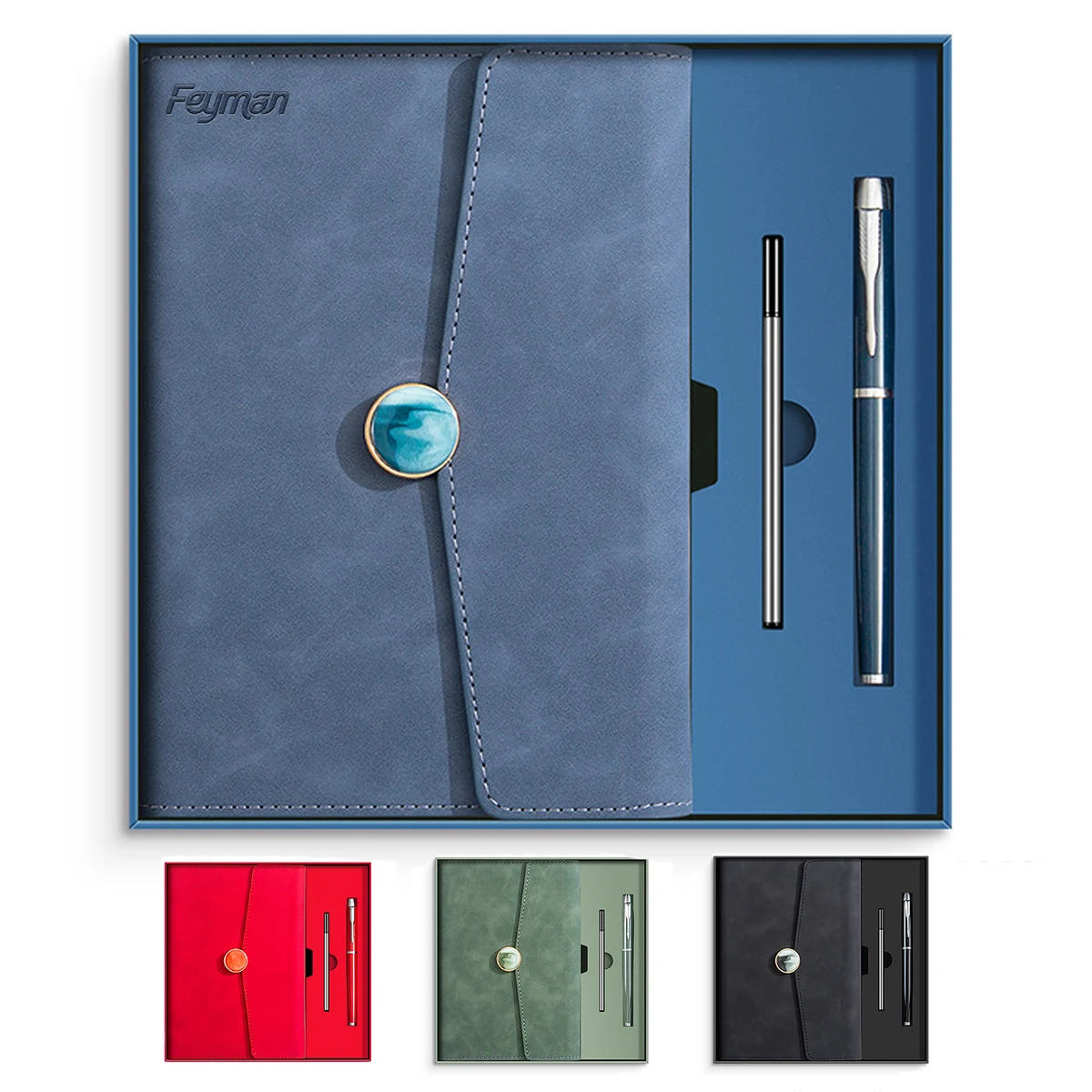 A5 PU Leather Cover Notebook w/ Metal Pen Set 1
