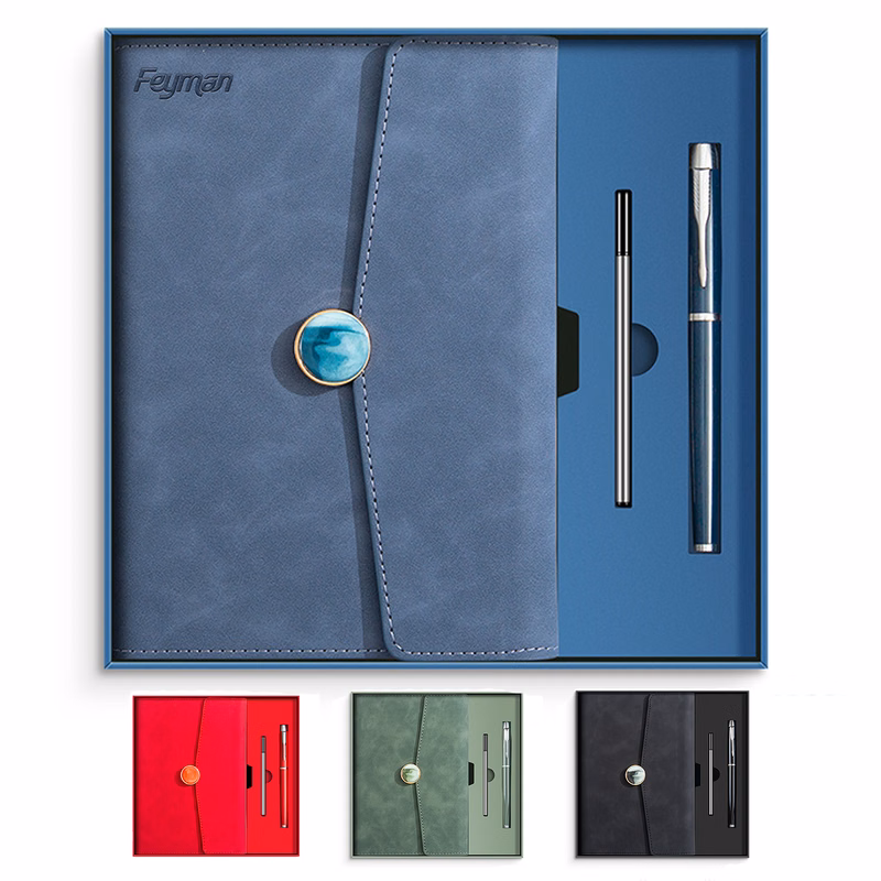A5 PU Leather Cover Notebook w/ Metal Pen Set