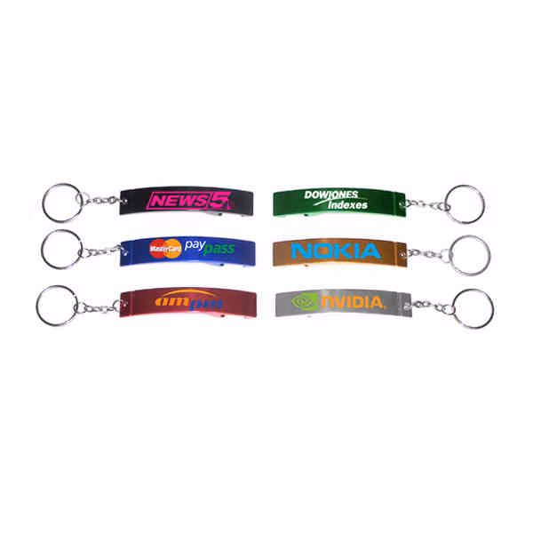 Jumbo size plain bottle opener with key chain.