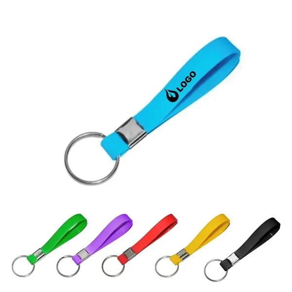 Custom 8 inch Silicone Double-Sided Keychain — Promotional Wristband Key Ring 1