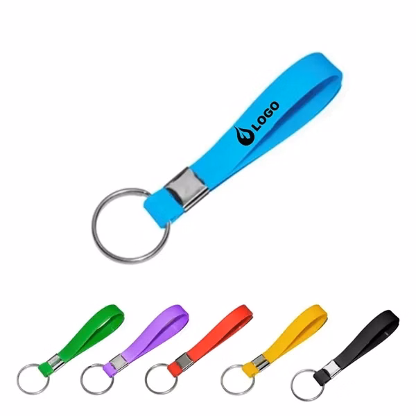 Custom 8 inch Silicone Double-Sided Keychain — Promotional Wristband Key Ring