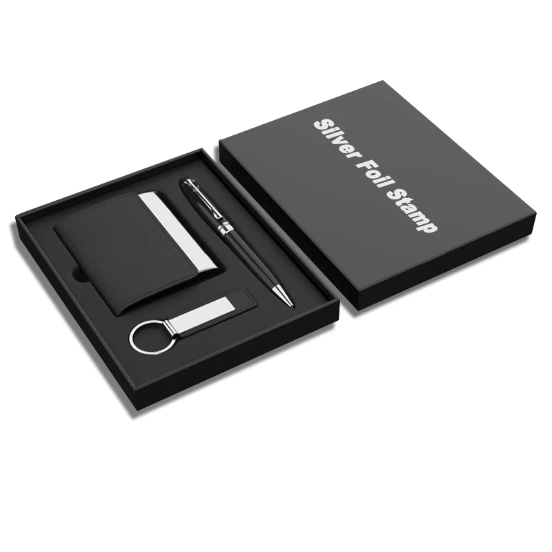 Card Holder with Metal Pen and Key Tag Gift Set 1