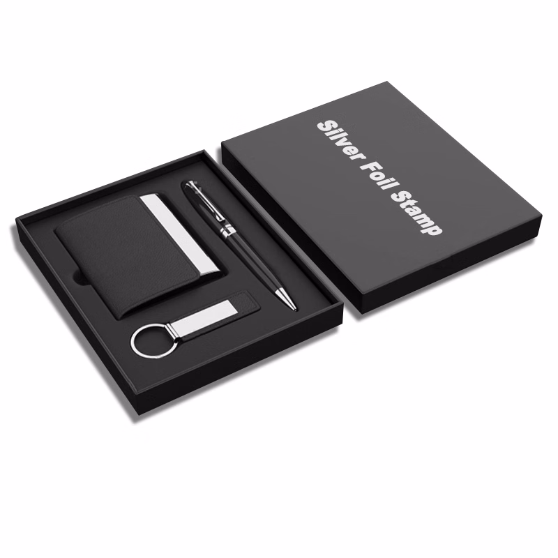 Card Holder with Metal Pen and Key Tag Gift Set