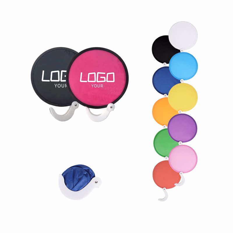 Nylon Foldable Flying Disc Hand Fan w/Storage Pouch