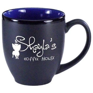 16 oz. Country Blue In / Matte Black Out Hilo Bistro Mug 1