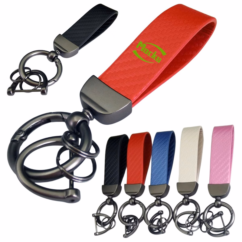 D Ring Car Leather Keychain