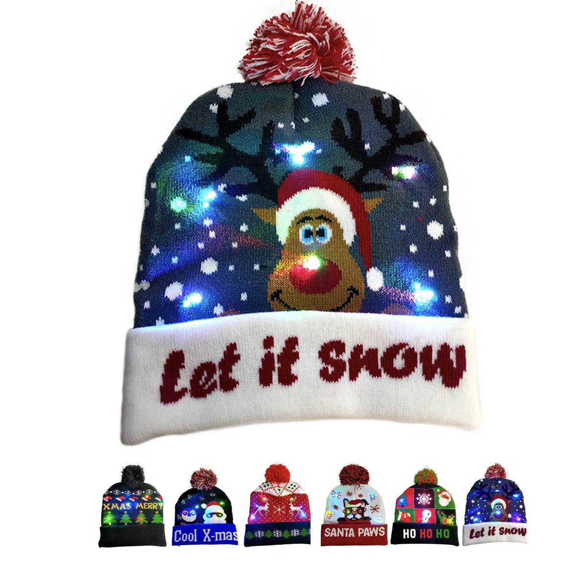 Custom Christmas LED Light Up Beanie Hat 1