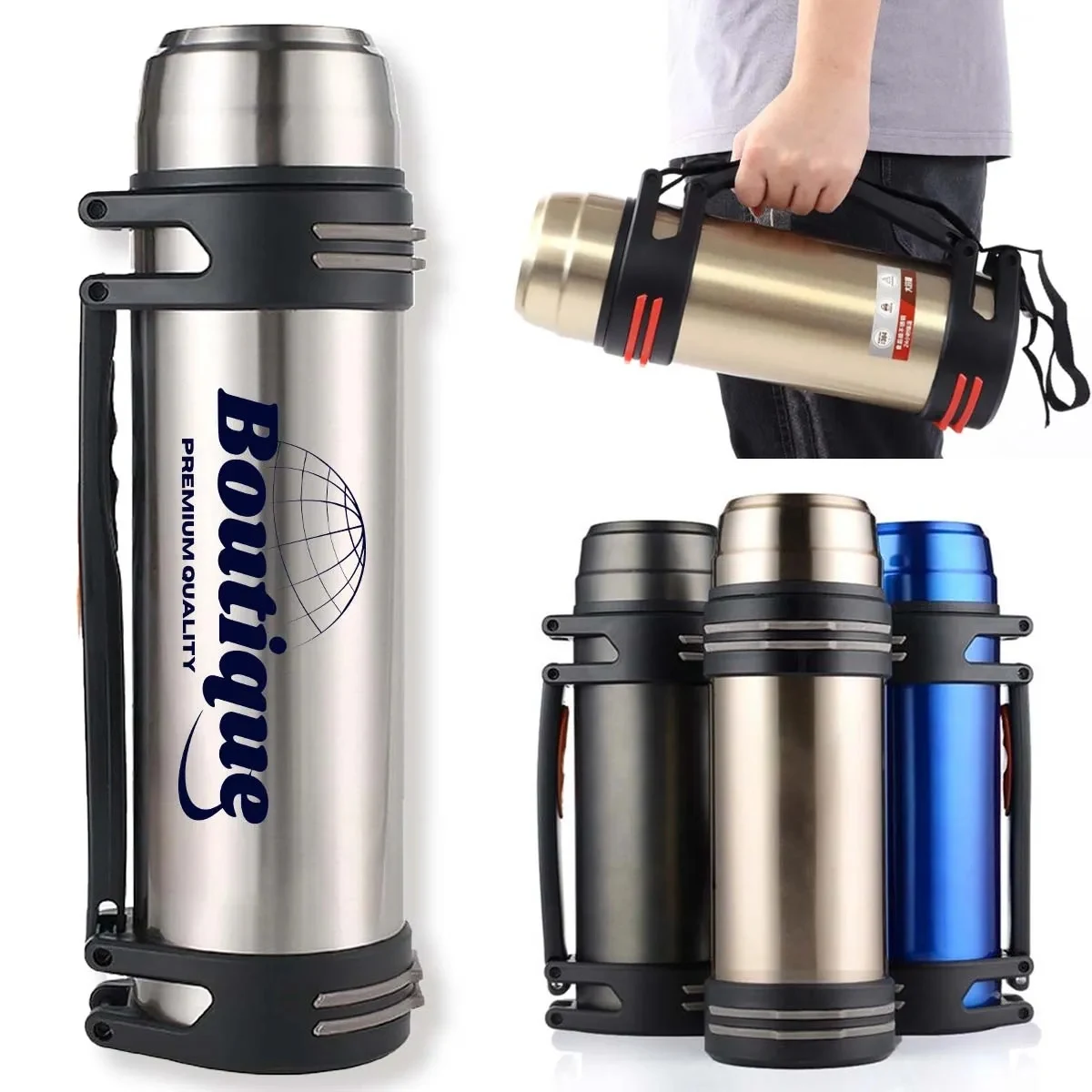 40oz. Insulated Bottle Travel Vacuum Stainless Steel Thermos, custom water bottle with logo imprint 1