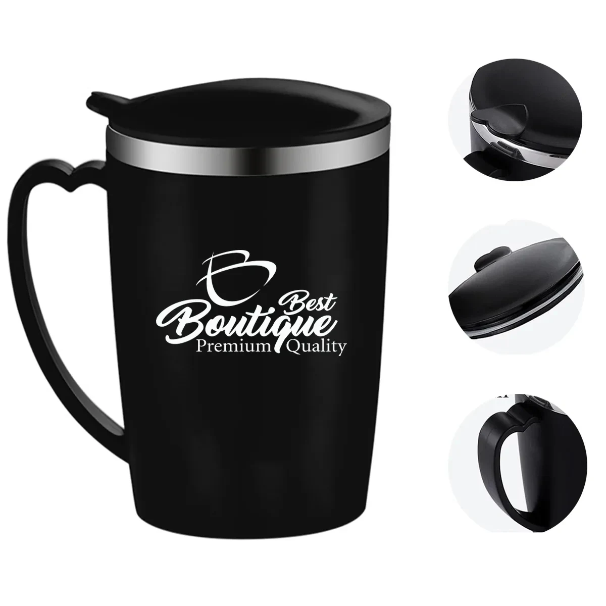 Stainless Steel Insulated Eggshell Mug with Handle and Lid 1