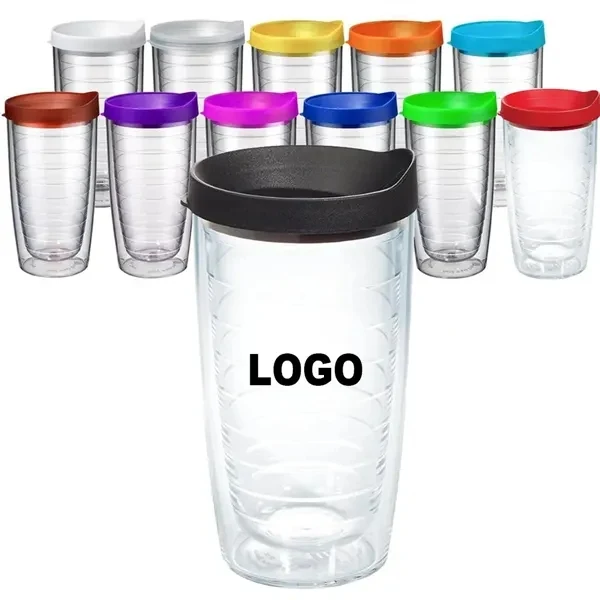 16 oz Clear Double Walled Insulated Tumbler for Commutes, Fitness and Travel 1
