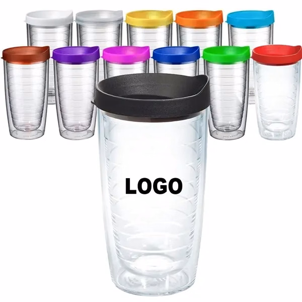 16 oz Clear Double Walled Insulated Tumbler for Commutes, Fitness and Travel