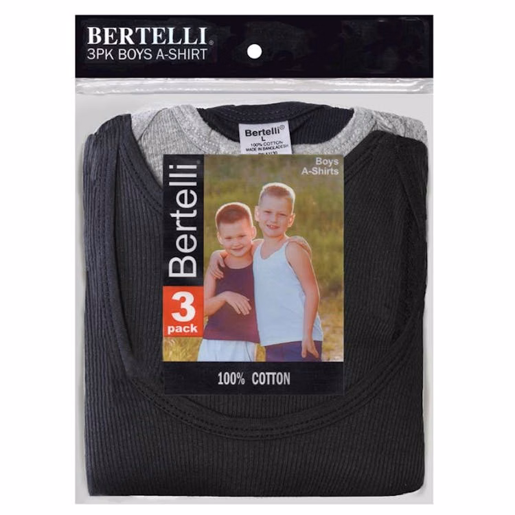 Boys' Cotton Undershirts - Assorted Colors Size XL