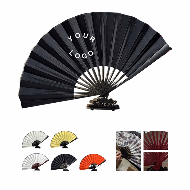 Bamboo Silk Fan with Foldable Frame for Weddings or Events
