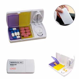 Compact Pill Case And Tablet Box With Built In Cutter And Splitter