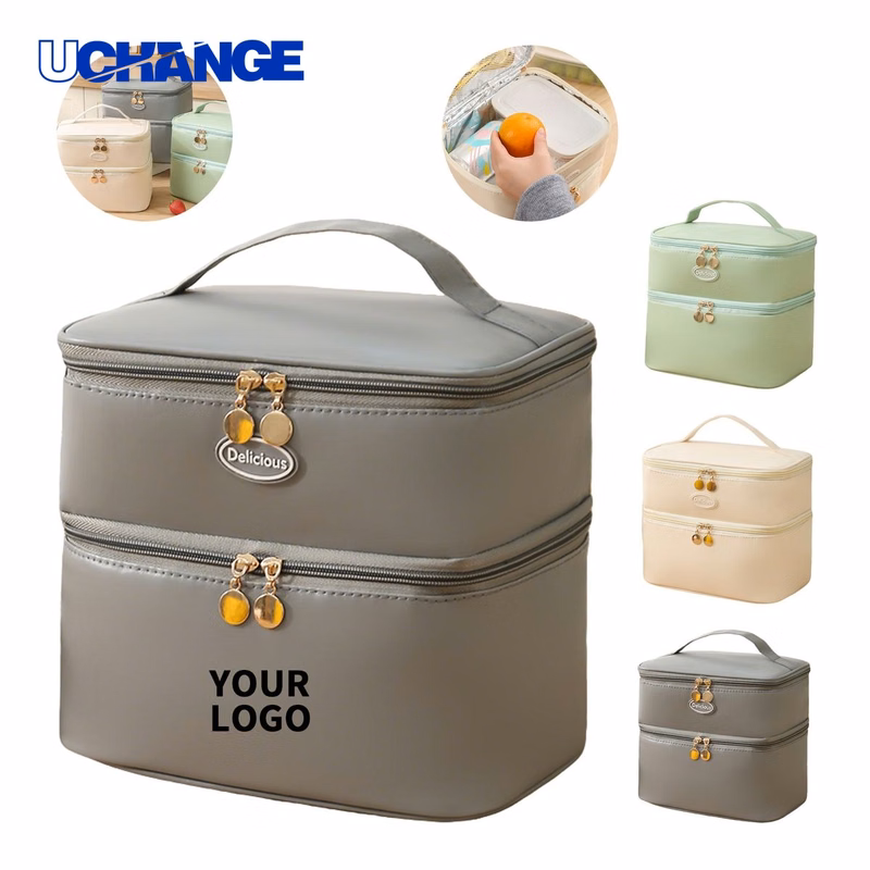 Double Layer Insulated Lunch Bag Cooler with Carry Handle
