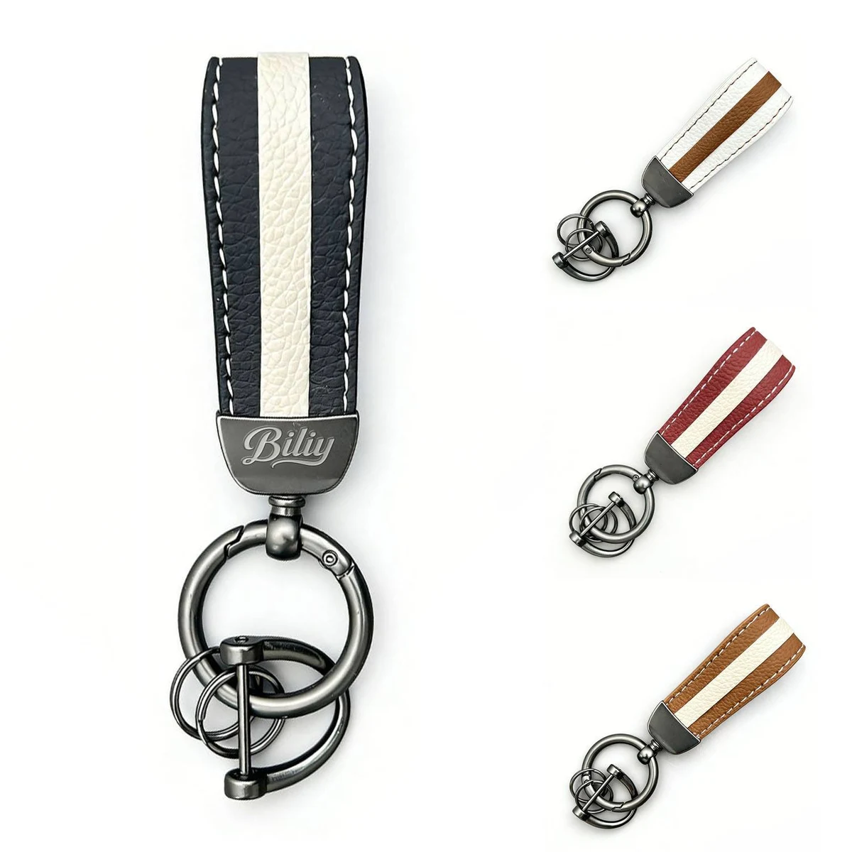 Zinc Alloy Leather Car Keychain 1