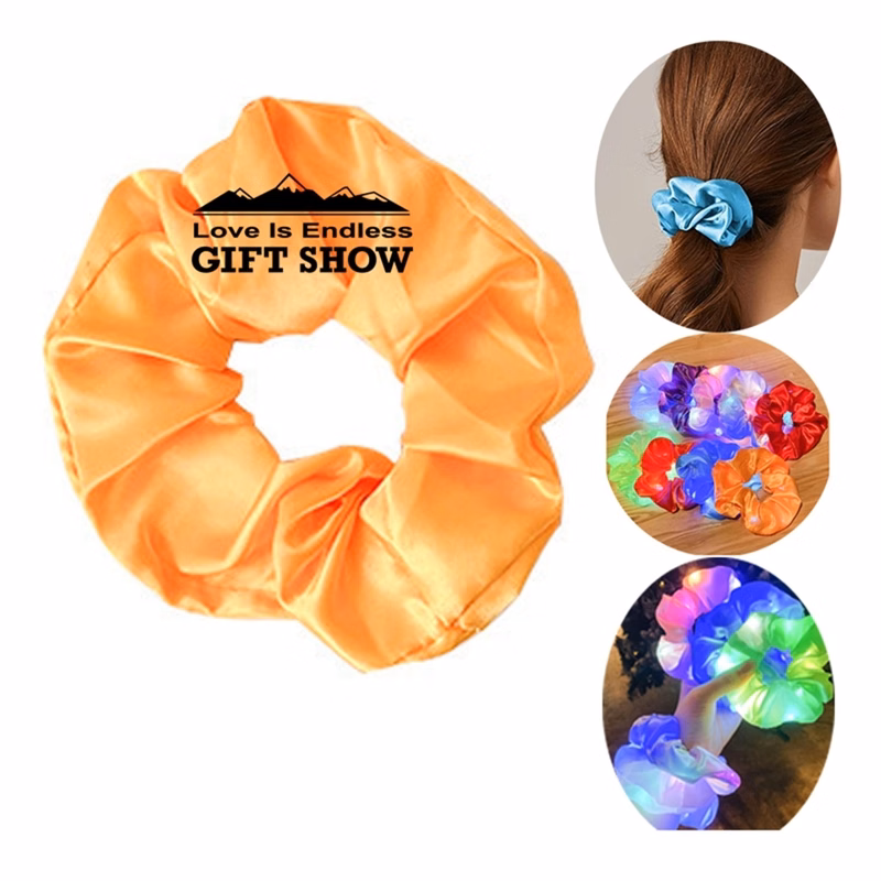 Led Light Hair Scrunchies Satin Elastic Bands Ties Ropes